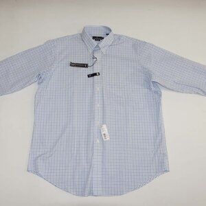 Lanesboro Men's Dress Shirt 18 - 34 / 35 NWT Long Sleeves White Blue Check XXL